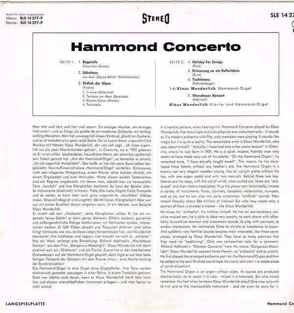 Klaus Wunderlich : Hammond Concerto (LP, Album)