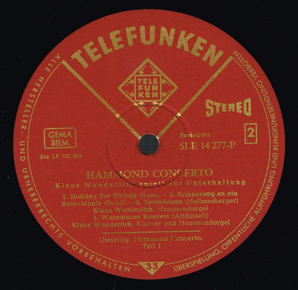 Klaus Wunderlich : Hammond Concerto (LP, Album)