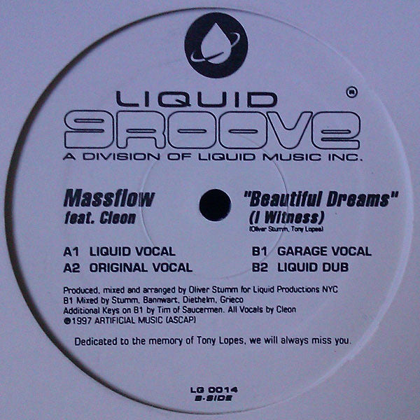 Massflow Feat. Cleon : Beautiful Dreams (I Witness) (12", Promo)