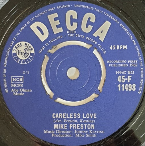 Mike Preston : It's A Sin To Tell A Lie (7")