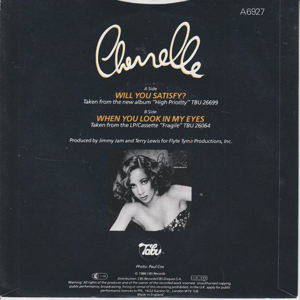 Cherrelle : Will You Satisfy? (7", Single)