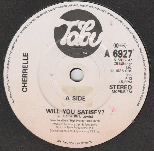 Cherrelle : Will You Satisfy? (7", Single)