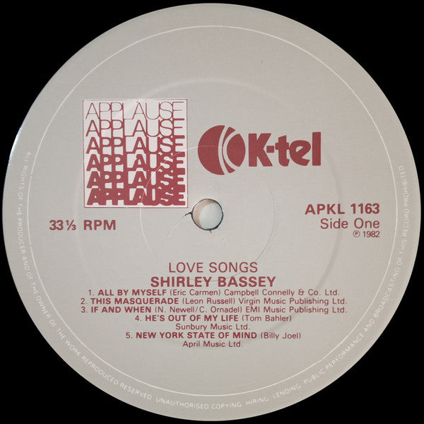 Shirley Bassey : Love Songs (LP, Album)