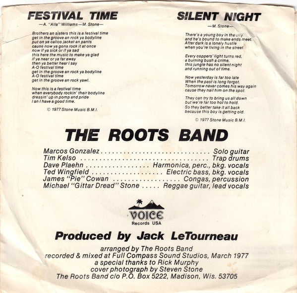 The Roots Band (3) : Festival Time / Silent Night (7", Single)