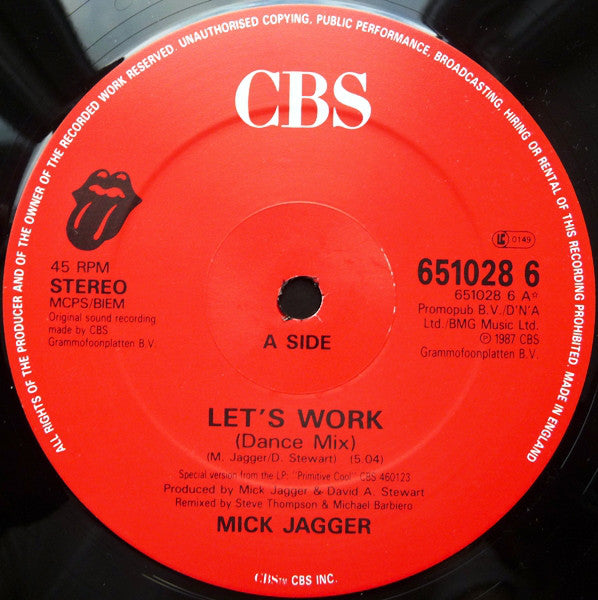Mick Jagger : Let's Work (12", Single)