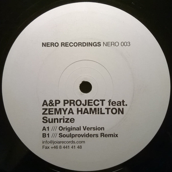A&P Project Feat. Zemya Hamilton : Sunrize (12", Promo)