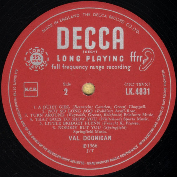 Val Doonican : Gentle Shades Of Val Doonican (LP, Album, Mono)