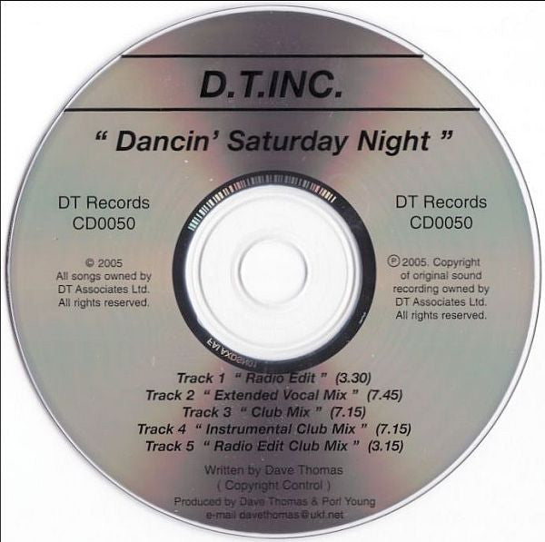 DT Inc : Dancin' Saturday Night (CD, Maxi, Promo)