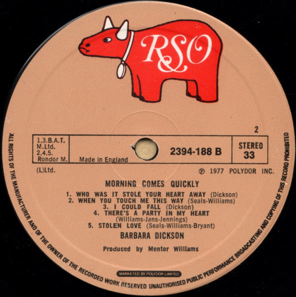 Barbara Dickson : Morning Comes Quickly (LP, Album, RCA)