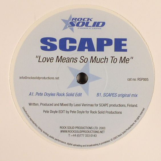 Scape : Love Means So Much To Me (12")