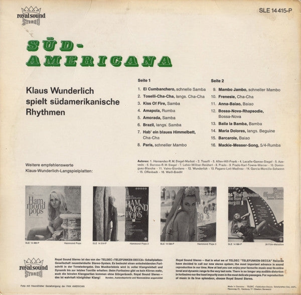 Klaus Wunderlich : Südamericana (LP, Album)