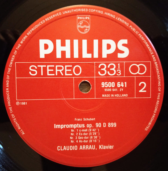 Schubert*, Claudio Arrau : Impromptus Op.90 - Piano Sonata In A / Klaviersonate A-Dur Op.120 (LP)