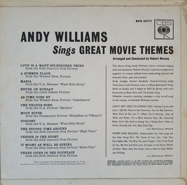Andy Williams : Moon River & Other Great Movie Themes (LP, Album)