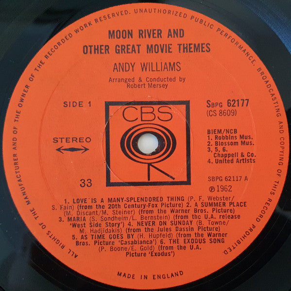 Andy Williams : Moon River & Other Great Movie Themes (LP, Album)