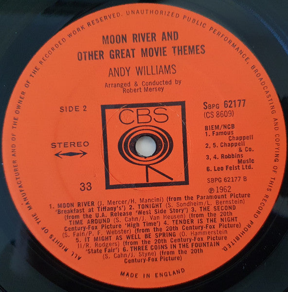 Andy Williams : Moon River & Other Great Movie Themes (LP, Album)