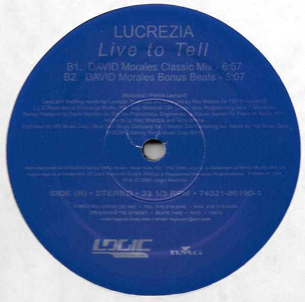 Lucrezia : Live To Tell (David Morales / Eddie Baez Remixes) (2x12")