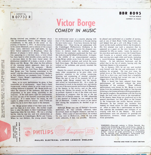 Victor Borge (2) : Comedy In Music (10", Mono, RP)