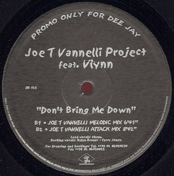 Joe T. Vannelli Project Feat. Vlynn : Don't Bring Me Down (2x12", Promo)