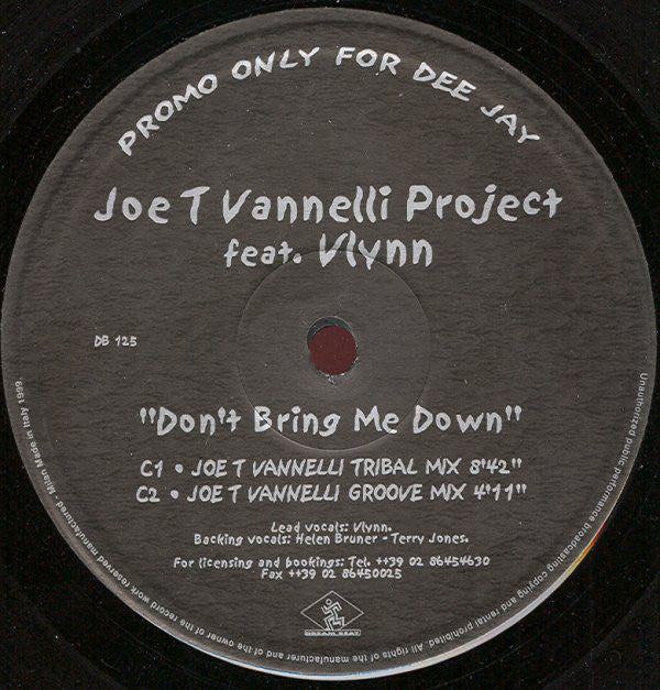 Joe T. Vannelli Project Feat. Vlynn : Don't Bring Me Down (2x12", Promo)