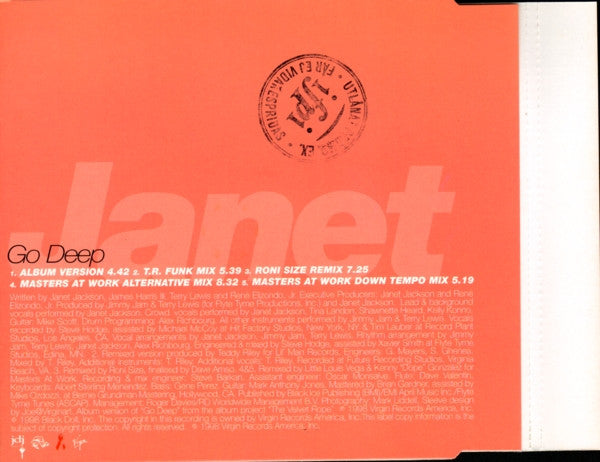 Janet Jackson : Go Deep (CD, Maxi, Ude)