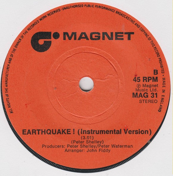 Zenda Jacks : Earthquake ! (7", Single, Sol)