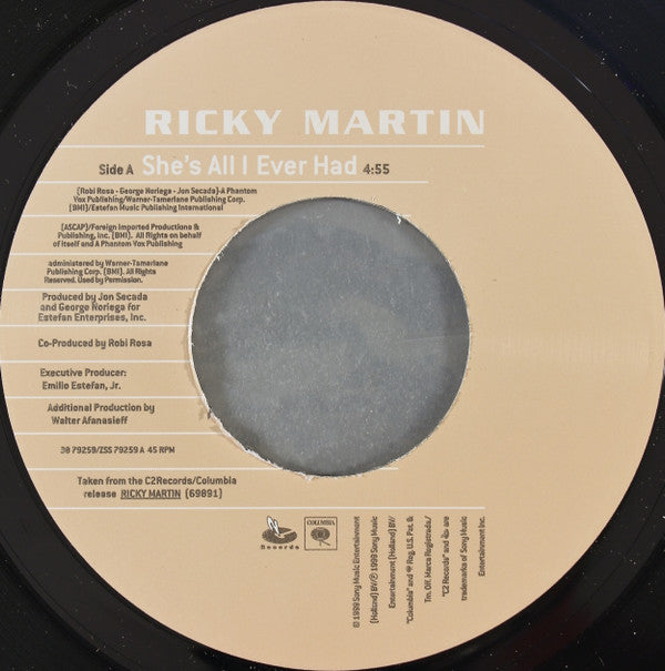 Ricky Martin : She's All I Ever Had (7", Single)