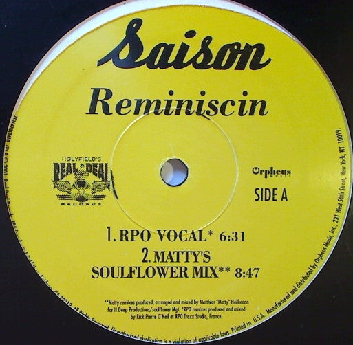 Saison Featuring Ce Ce Peniston : Reminiscin (12")