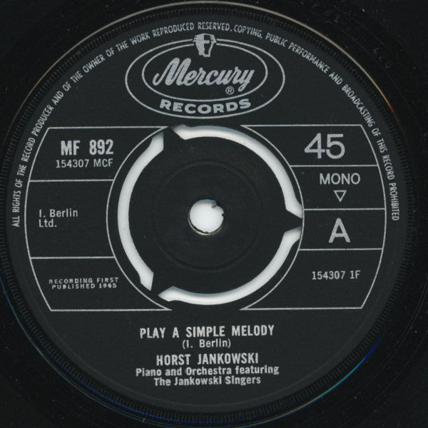 The Horst Jankowski Orchestra Featuring Die Jankowski Singers : Play A Simple Melody (7", Mono)