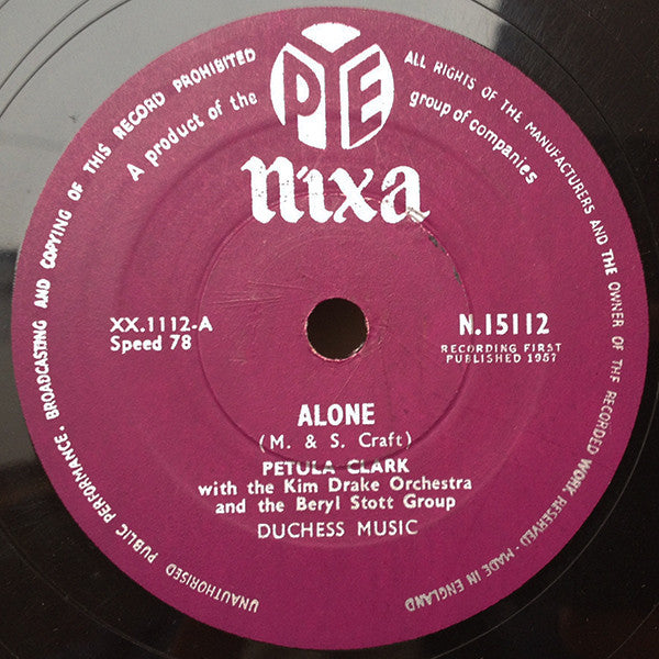 Petula Clark : Alone / Long Before I Knew You (10")