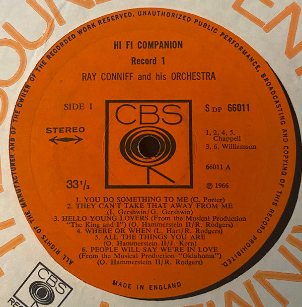 Ray Conniff And His Orchestra & Chorus : Hi Fi Companion (2xLP, Comp, RE)