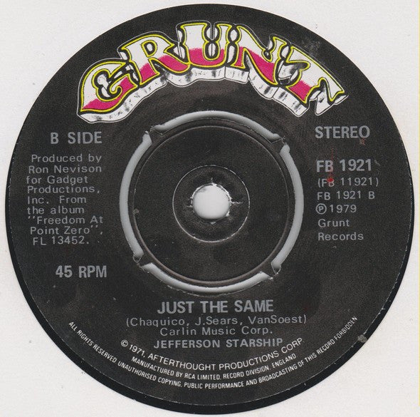 Jefferson Starship : Girl With The Hungry Eyes (7", Single)