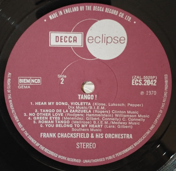 Frank Chacksfield & His Orchestra : Tango (LP, Album, RE)