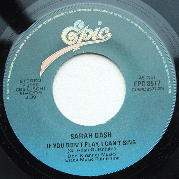 Sarah Dash : Oo-La-La, Too Soon (7")