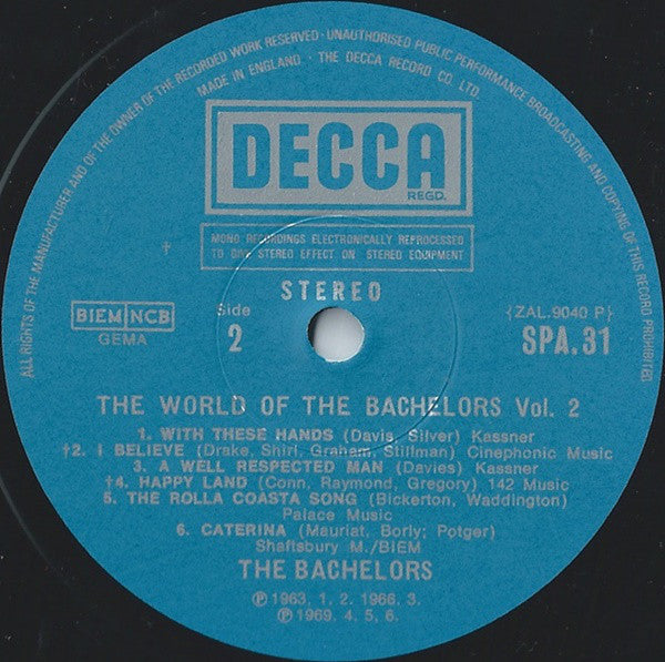 The Bachelors : The World Of The Bachelors Vol. 2 (LP, Comp, RM)
