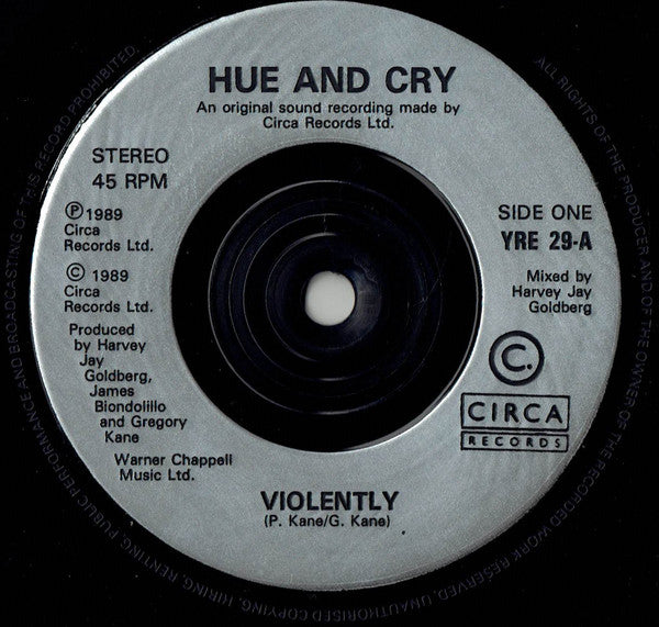 Hue & Cry : Violently (7", Single, Dou)