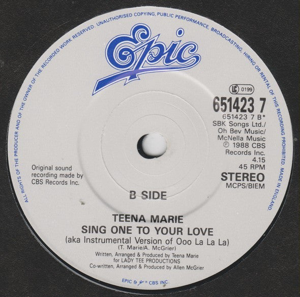 Teena Marie : Ooo La La La (7", Single)