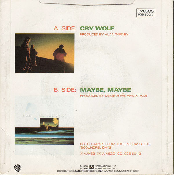a-ha : Cry Wolf (7", Single, Pap)