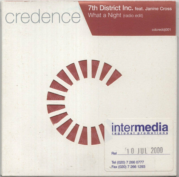 7th District Inc. Feat. Janine Cross : What A Night (CD, Single, Promo)