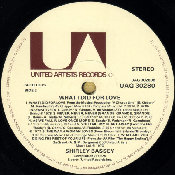 Shirley Bassey : What I Did For Love (LP, Comp)