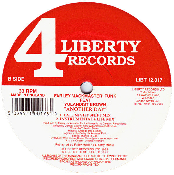 Farley "Jackmaster" Funk Feat Yulandist Brown : Another Day (12")