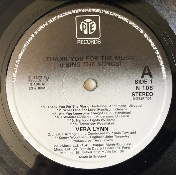 Vera Lynn : Thank You For The Music (I Sing The Songs) (LP, Album)