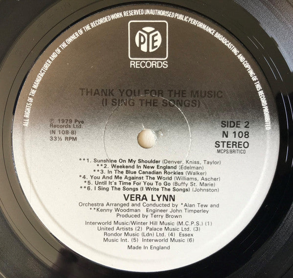 Vera Lynn : Thank You For The Music (I Sing The Songs) (LP, Album)