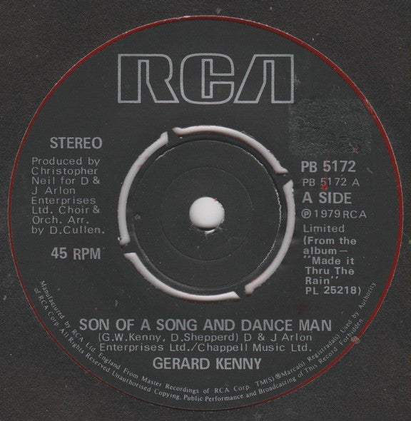 Gerard Kenny : Son Of A Song And Dance Man (7", Single, Red)