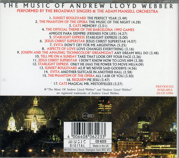 The Broadway Singers  &  Adam Mansell Orchestra : The Music Of Andrew Lloyd Webber (CD)
