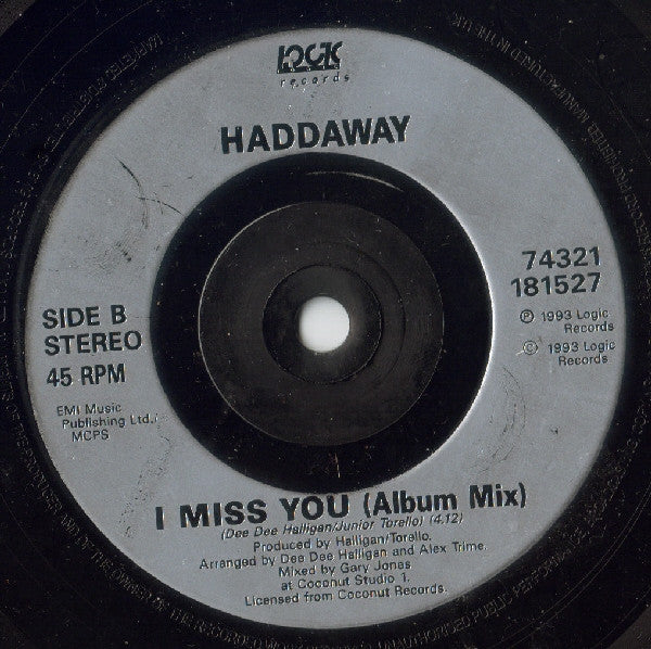 Haddaway : I Miss You (7", Single)