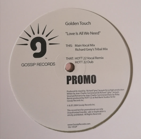 Golden Touch : Love Is All We Need (12", Promo)