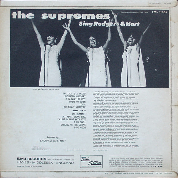 The Supremes : The Supremes Sing Rodgers & Hart (LP, Album, Mono)
