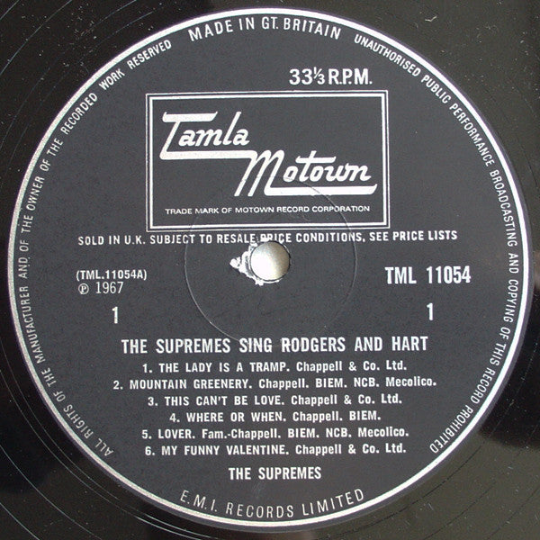 The Supremes : The Supremes Sing Rodgers & Hart (LP, Album, Mono)