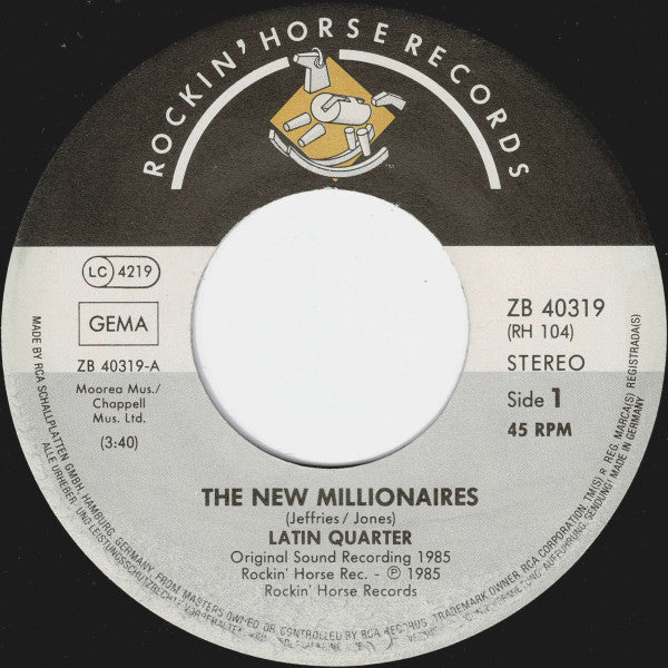 Latin Quarter : The New Millionaires (7", Single)