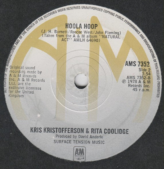 Kris Kristofferson & Rita Coolidge : I Fought The Law (7")